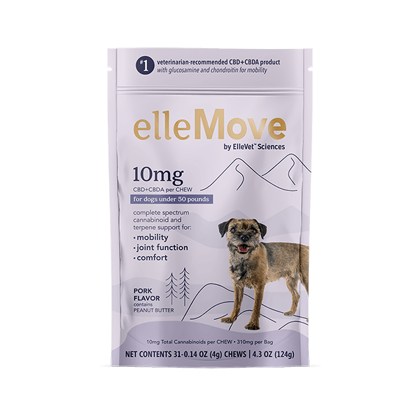 ElleMove 10mg CBD+CBDA chews for dogs under 50 pounds
