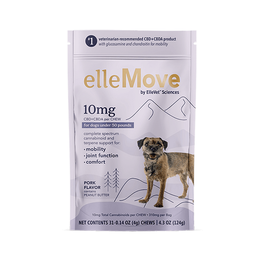 ElleMove 10mg CBD+CBDA chews for dogs under 50 pounds