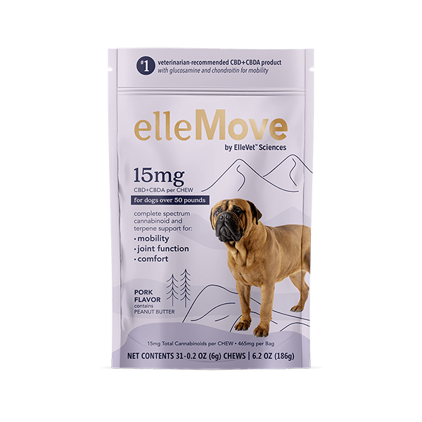 ElleMove 15mg CBD+CBDA chews for dogs over 50 pounds