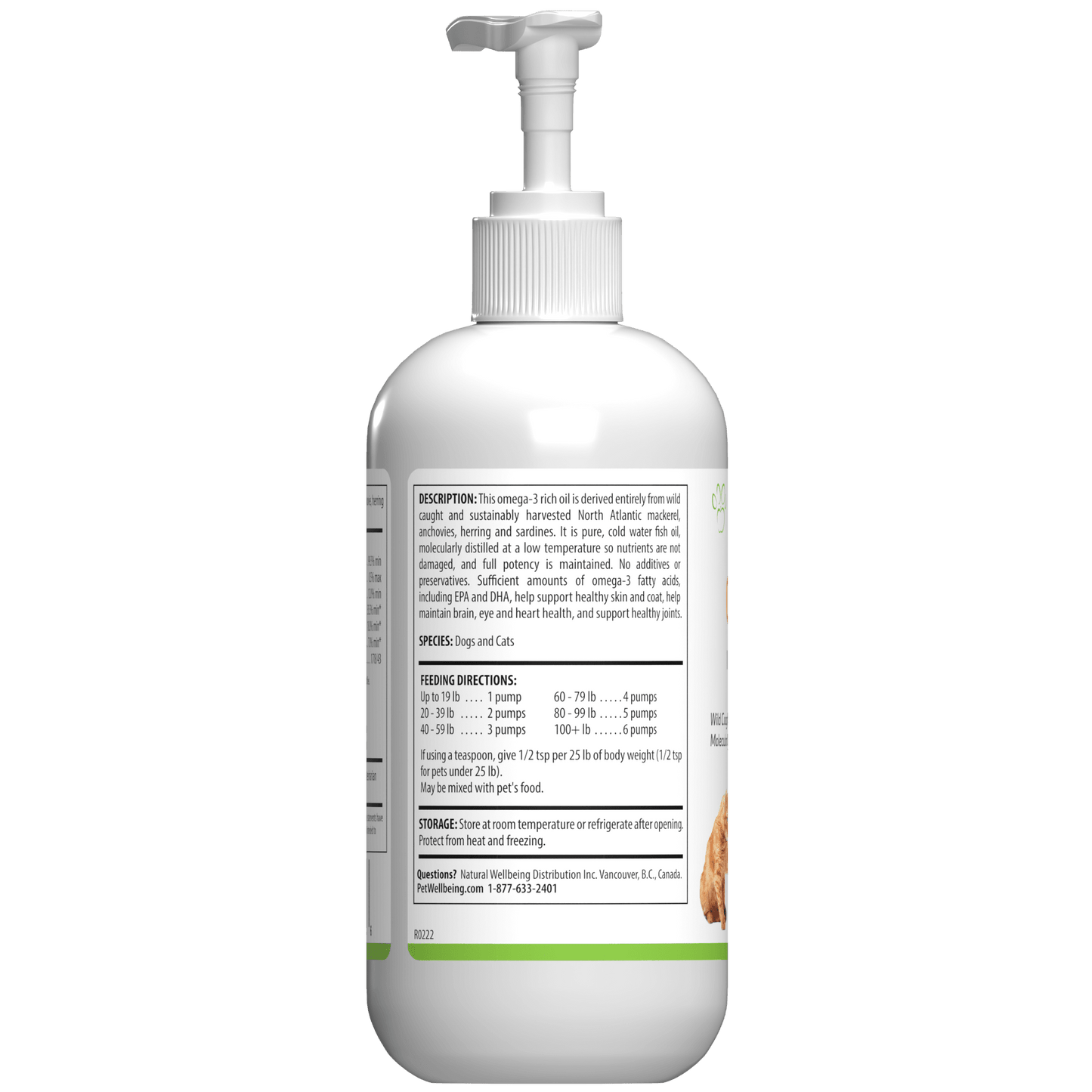 Pet Wellbeing Omega-3 Icelandic Fish Oil back of the bottle