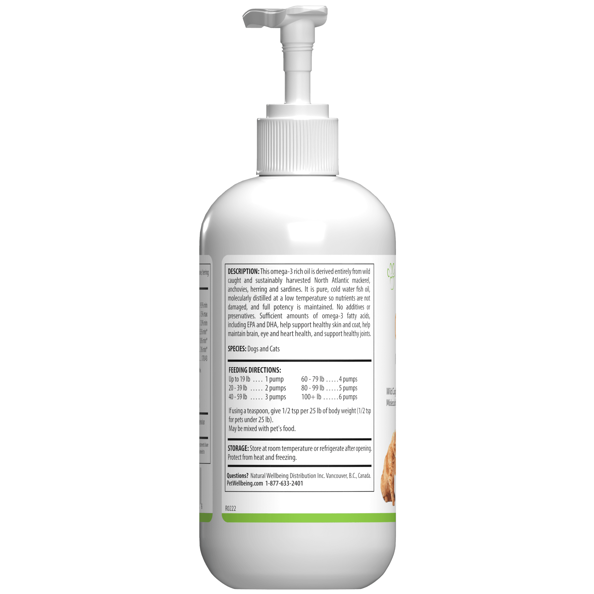 Pet Wellbeing Omega-3 Icelandic Fish Oil back of the bottle