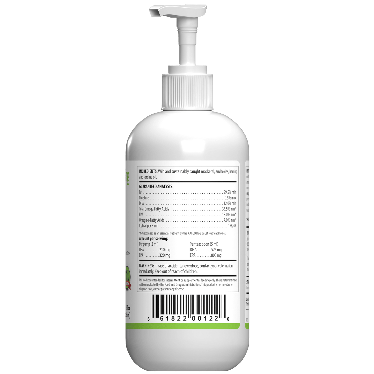 Pet Wellbeing Omega-3 Icelandic Fish Oil side of the bottle