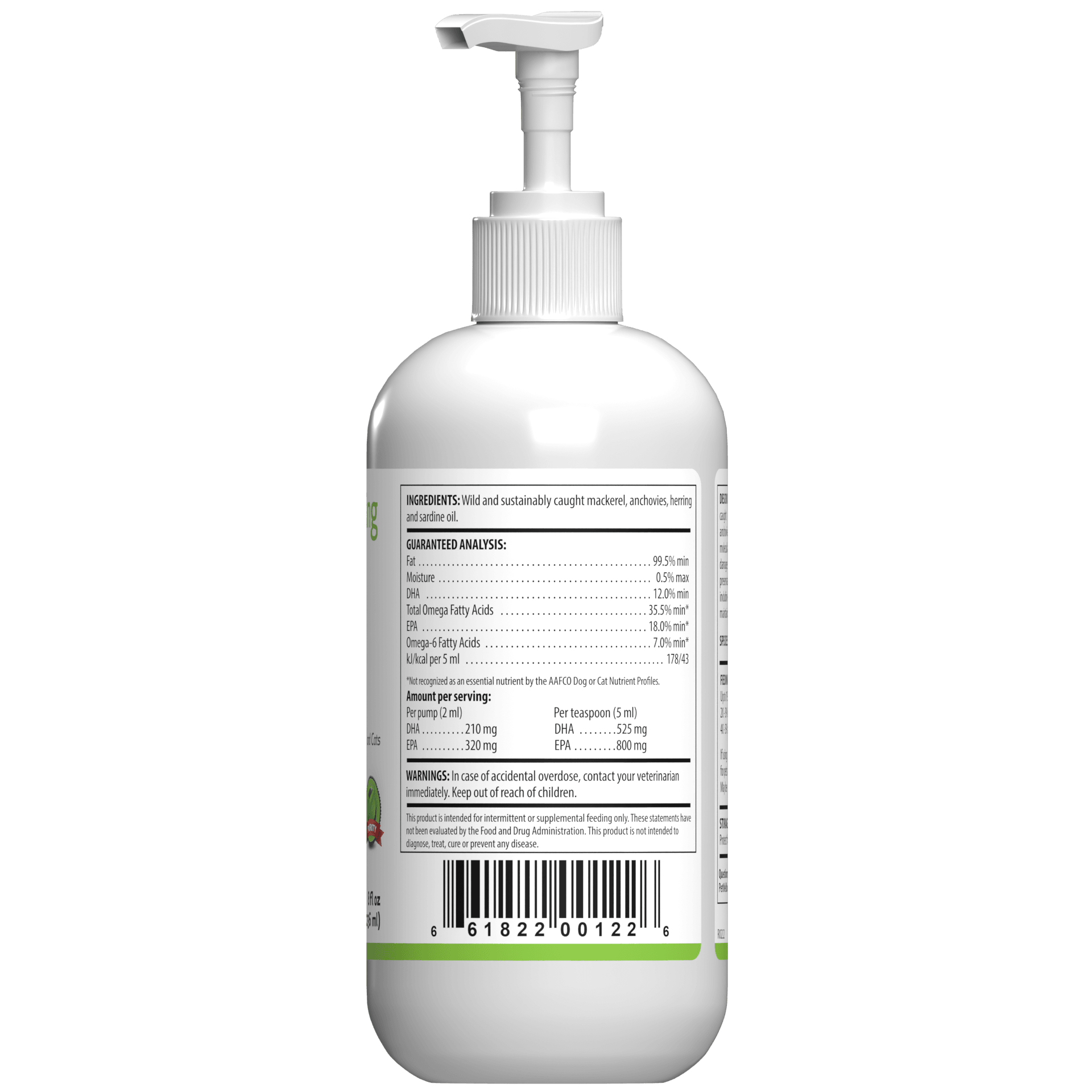 Pet Wellbeing Omega-3 Icelandic Fish Oil side of the bottle