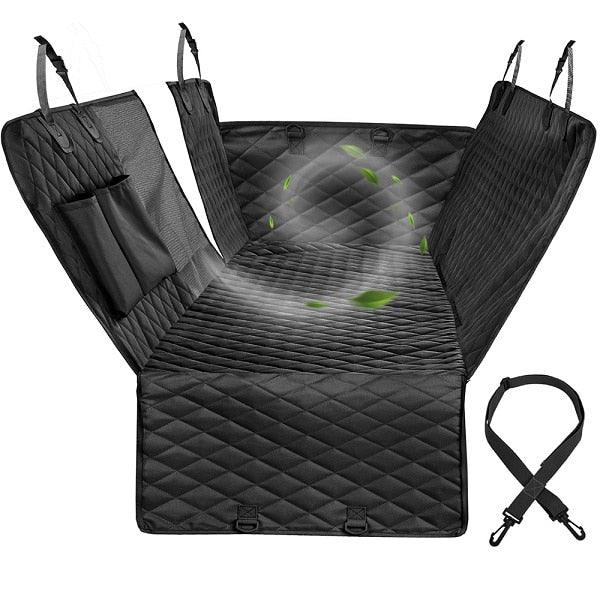 Dog Car Hammock in black with dog seat belt