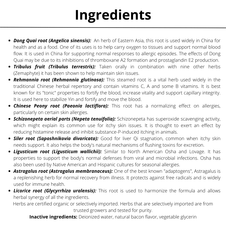 Pet Wellbeing Dog Supplement for Itchy Skin Ingredients