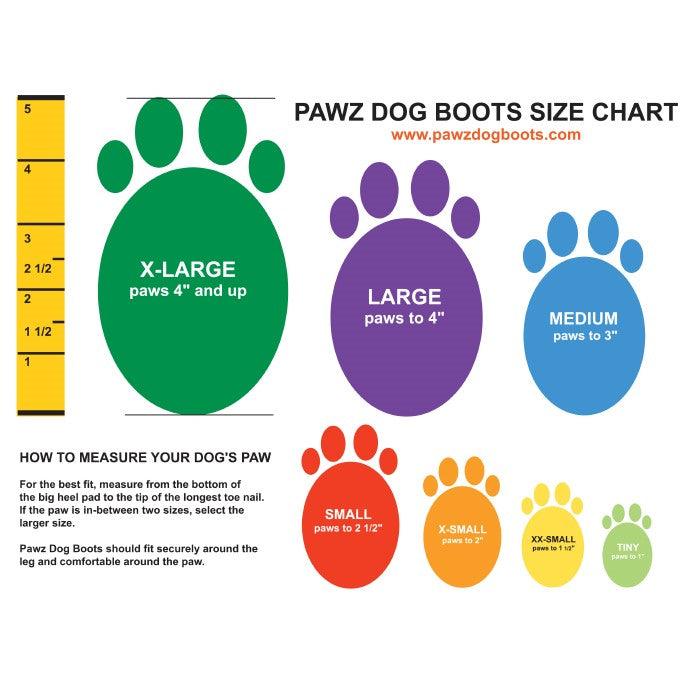 Pawz Dog Boots Size Chart