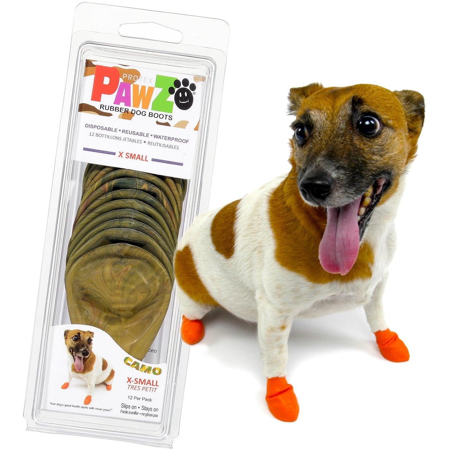 Pawz extra small dog boots in camo
