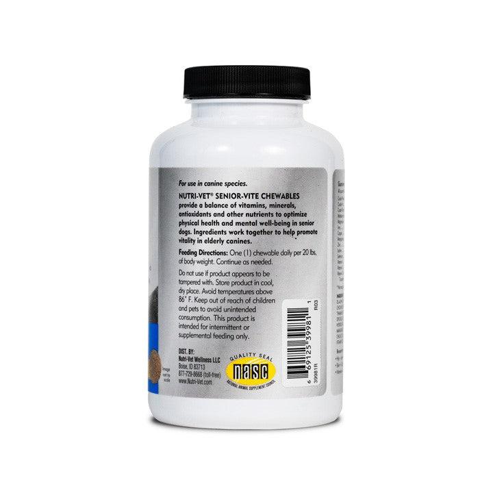 Nutri Vet Senior Dog Supplement back of the bottle