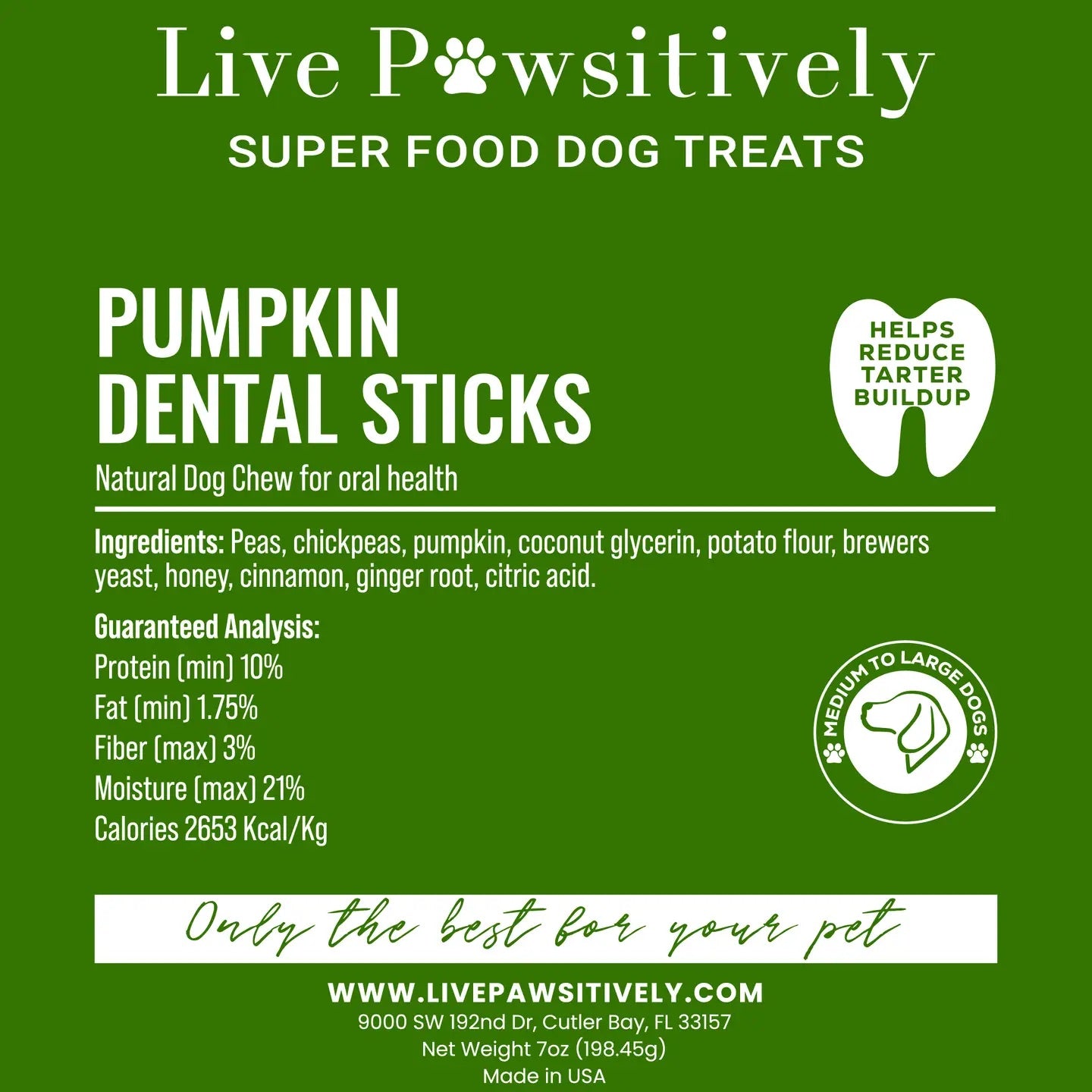 Pumpkin Dental Sticks for Dogs