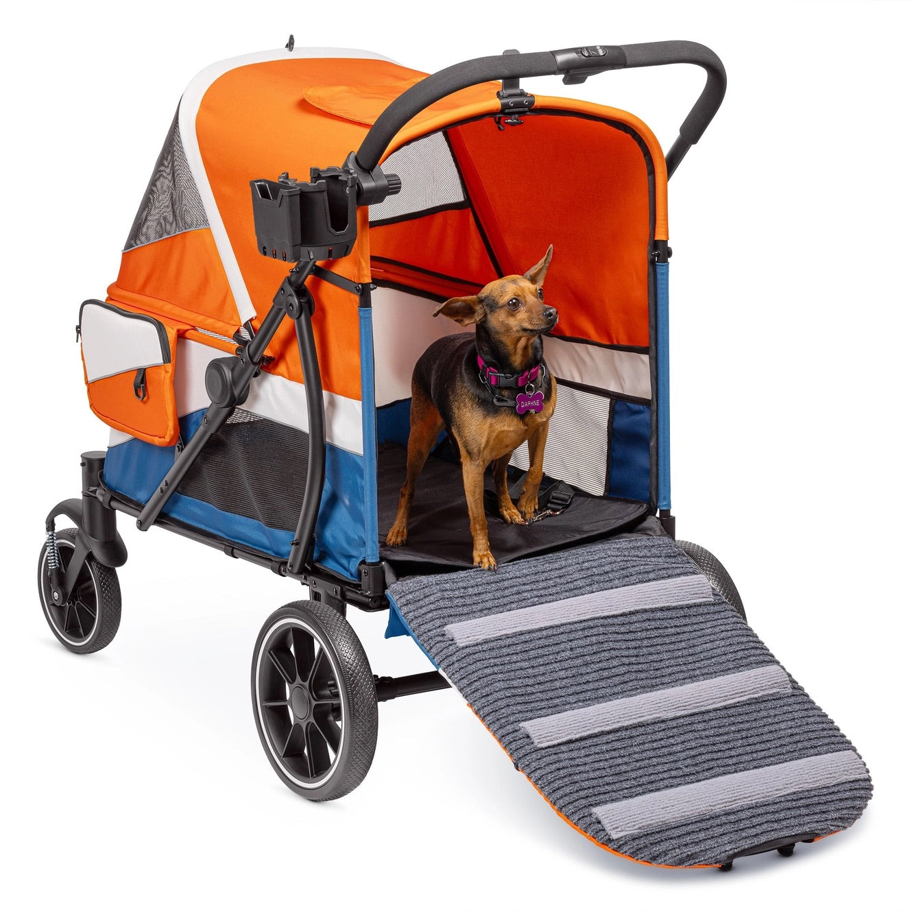 Powerhouse Pet Cruiser Stroller with Easy Access Ramp Orange/Blue