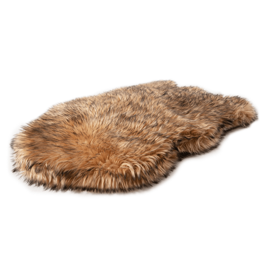 Brown fur rug on a white background