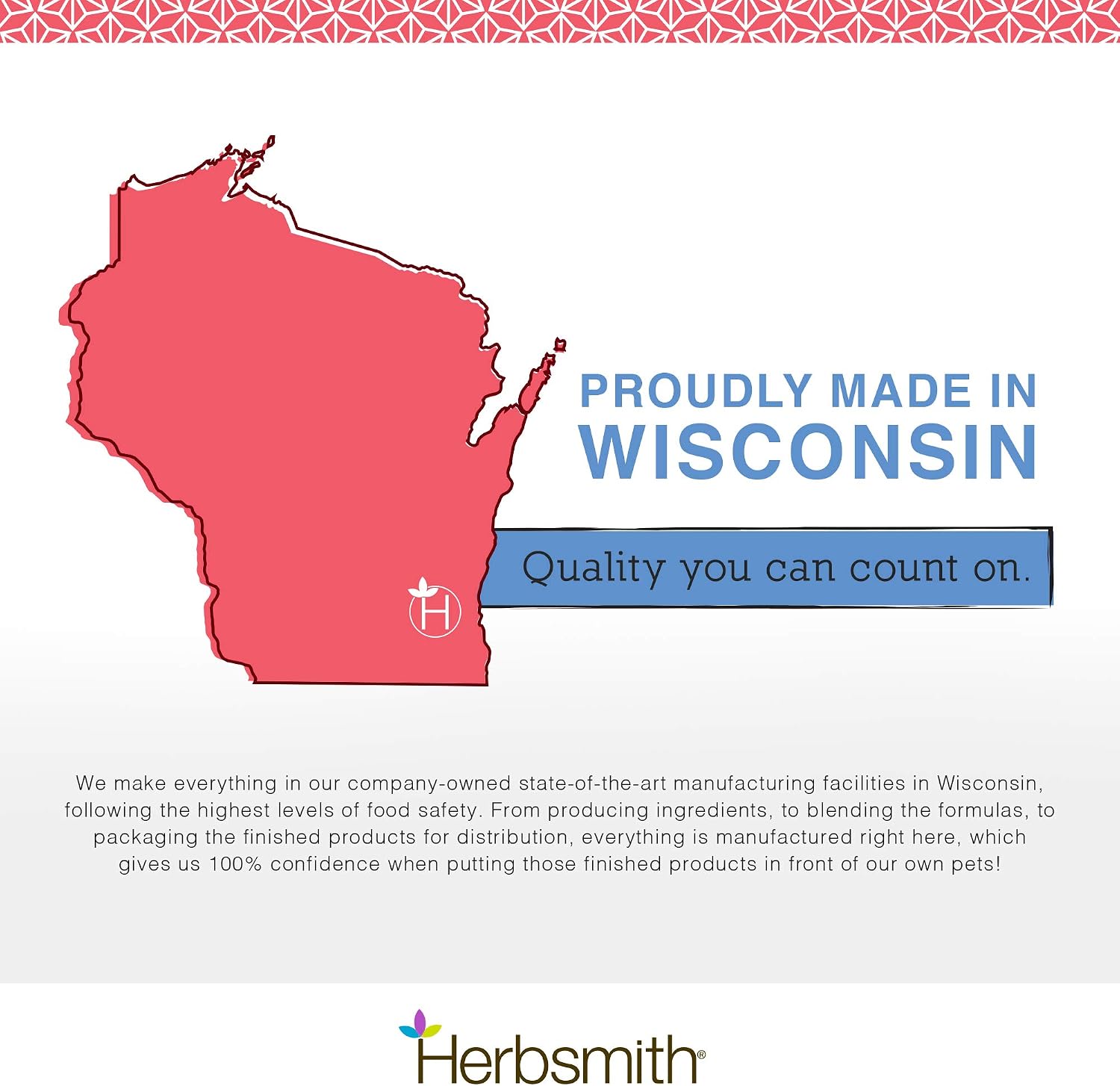 Map of Wisconsin with 'Proudly Made in Wisconsin' text and Herbsmith logo.