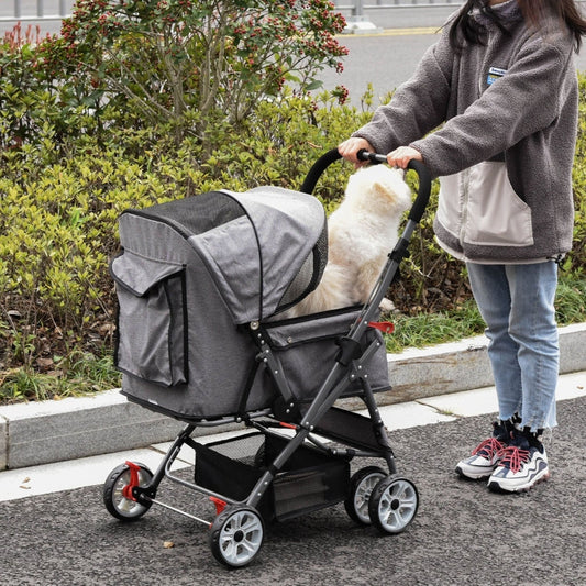 Pet Foldable Stroller with Reversible Handle