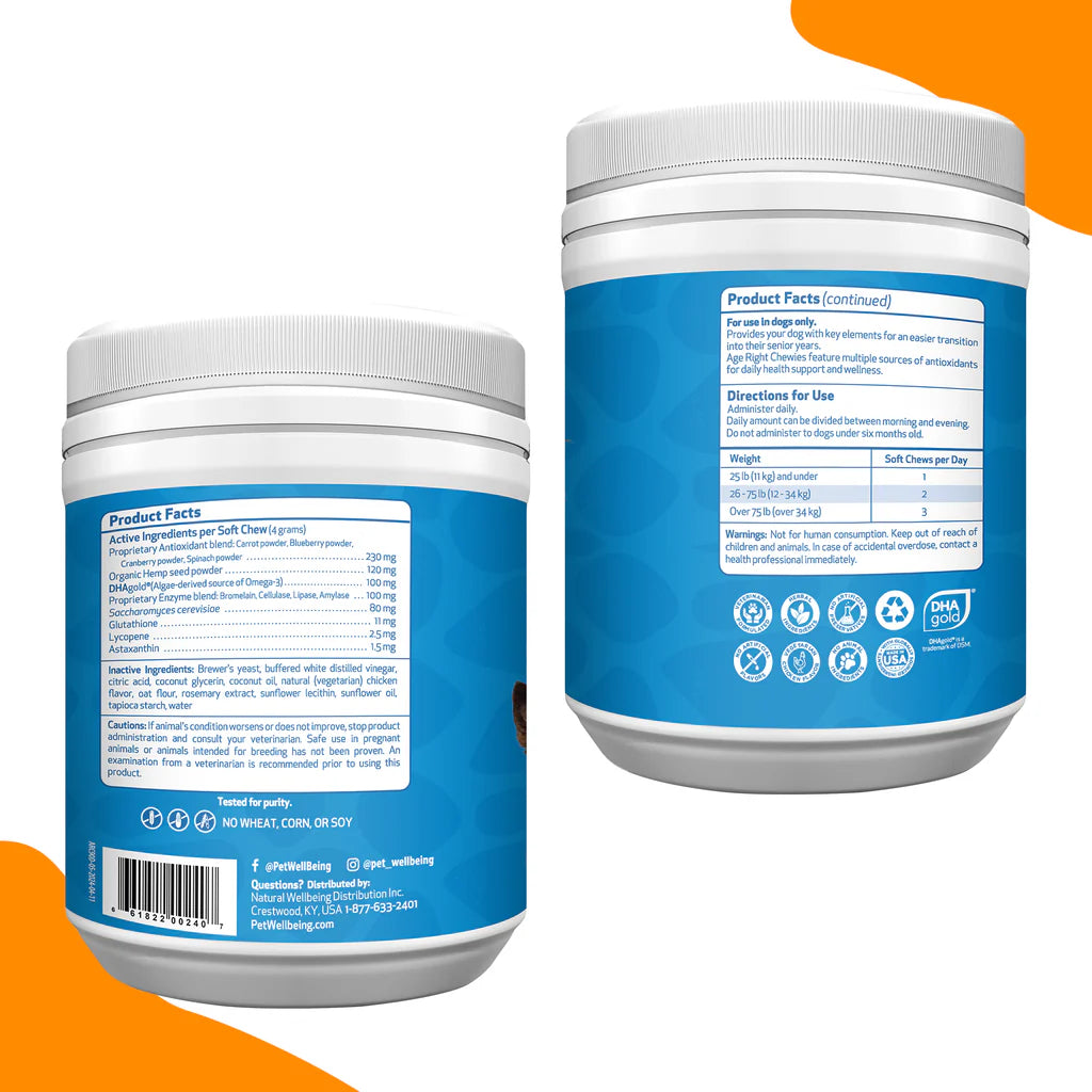 Daily supplement for Senior Dogs | Age Right Chewies Pet Wellbeing