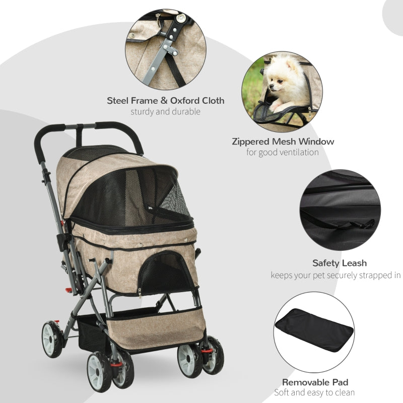 Pet Foldable Stroller with Reversible Handle