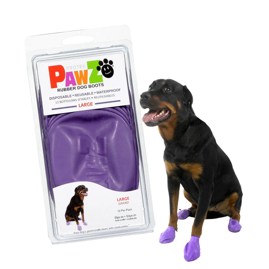 Pawz Disposable Reusable Rubber Dog Boots Large Size Purple/Black