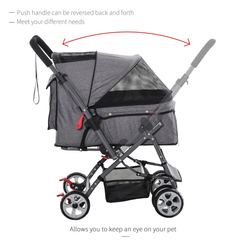 Pet Foldable Stroller with Reversible Handle
