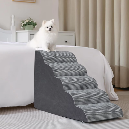 Dog Ramp 4 - 5 Step Pet Stairs for High Beds and Sofas