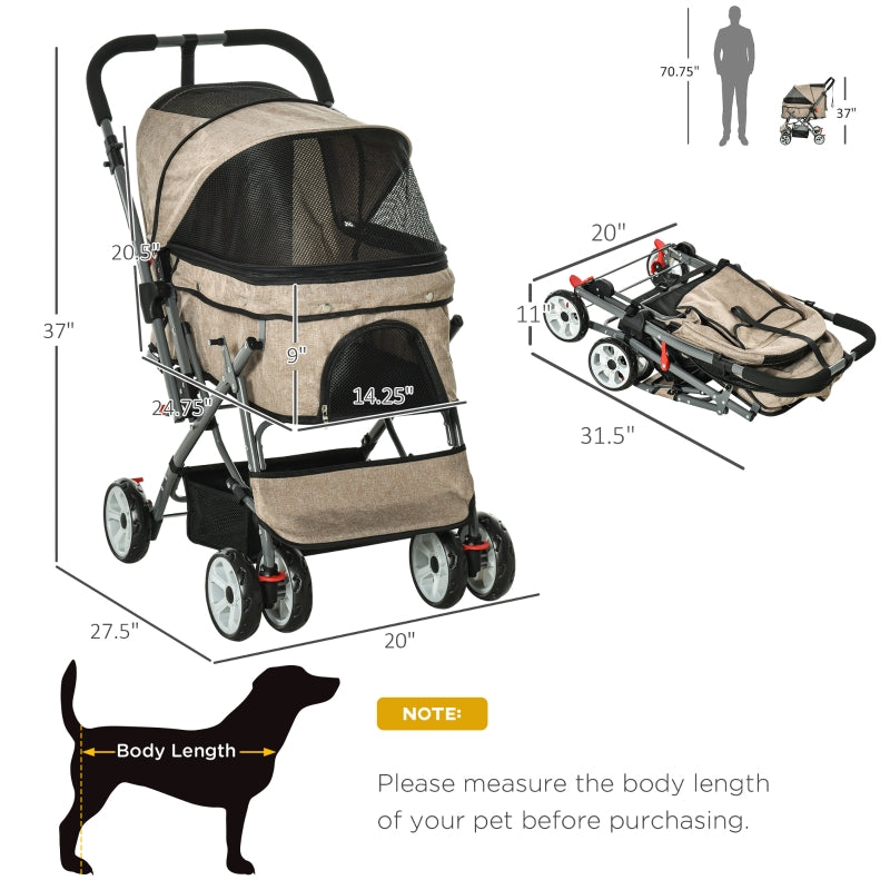 Pet Foldable Stroller with Reversible Handle