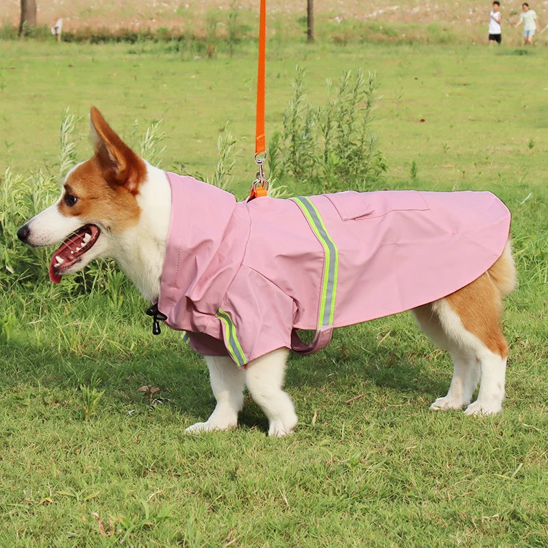 Waterproof Dog Raincoat with Reflective Trim