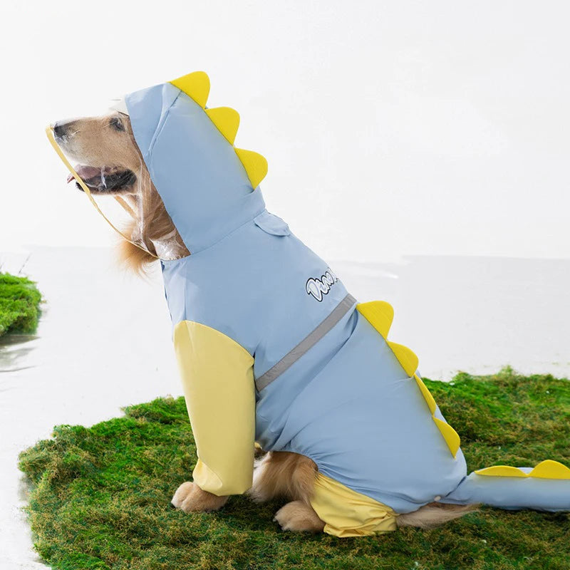Large Dog Dinosaur Raincoat Full Cover Waterproof Protection