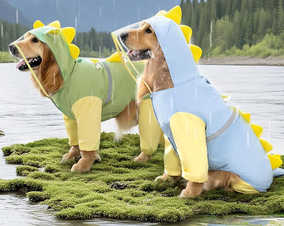 Large Dog Dinosaur Raincoat Full Cover Waterproof Protection