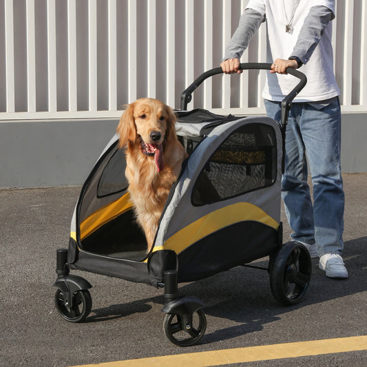Foldable Dog Stroller 4 Wheels for Medium and  Large Dogs
