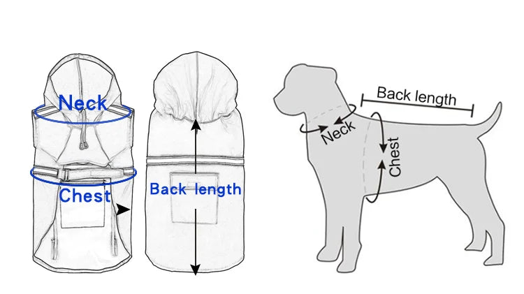 Waterproof Dog Raincoat with Reflective Trim