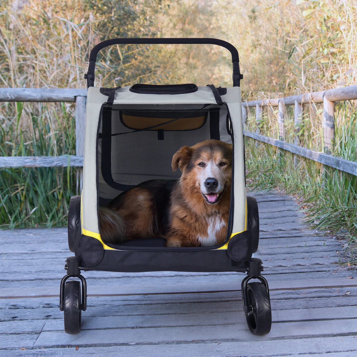 Foldable Dog Stroller 4 Wheels for Medium and  Large Dogs