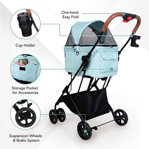 Travois Tri-Fold Pet Travel System Small Dog Stroller