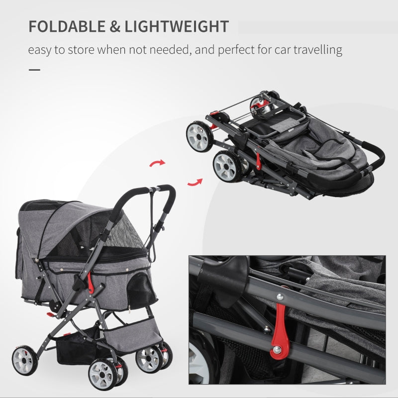 Pet Foldable Stroller with Reversible Handle