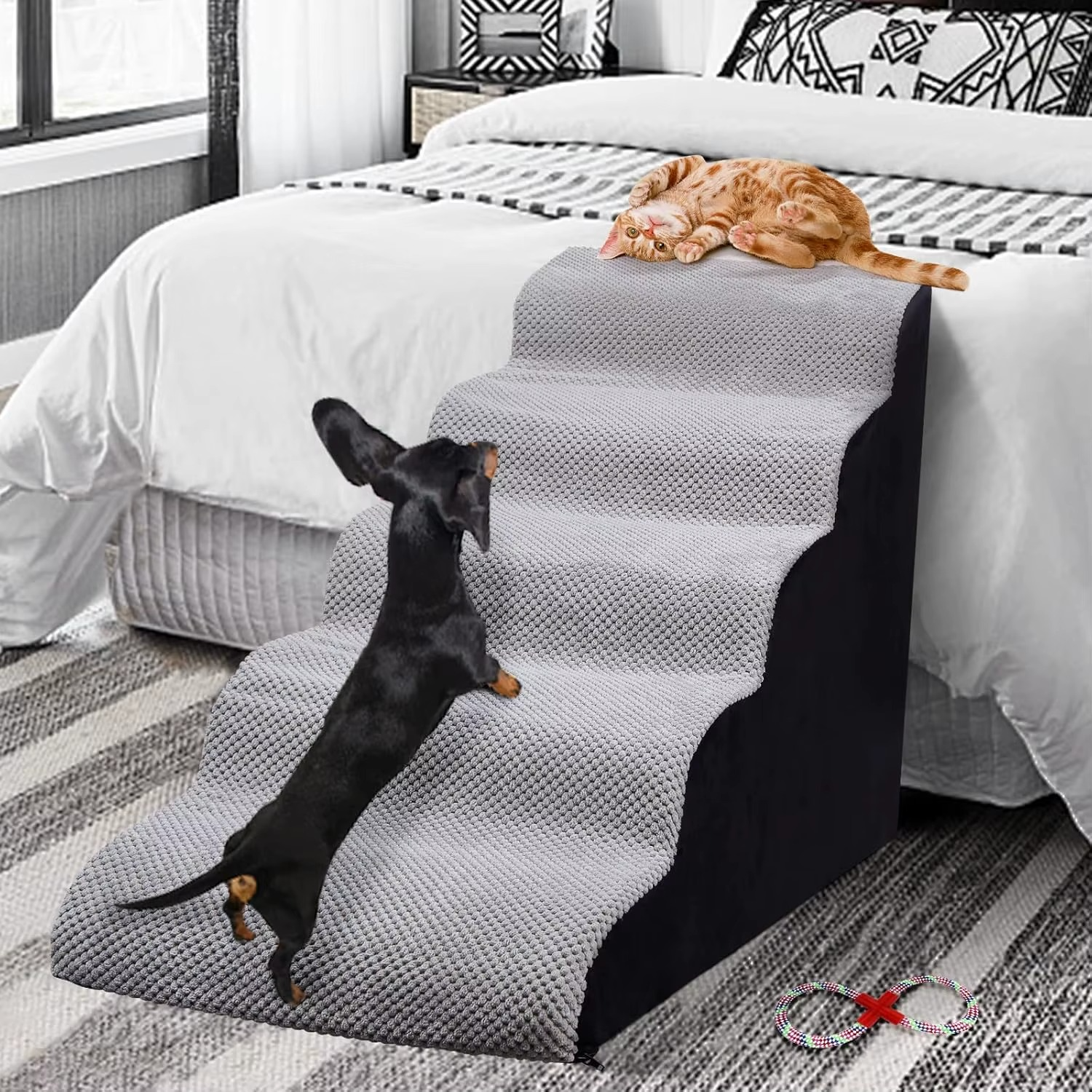Dog Ramp 5 step stairs for High Beds