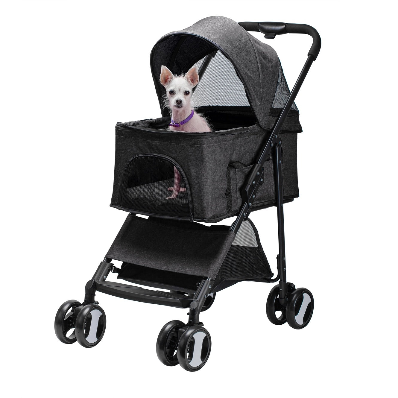 Dog stroller with detachable carrier