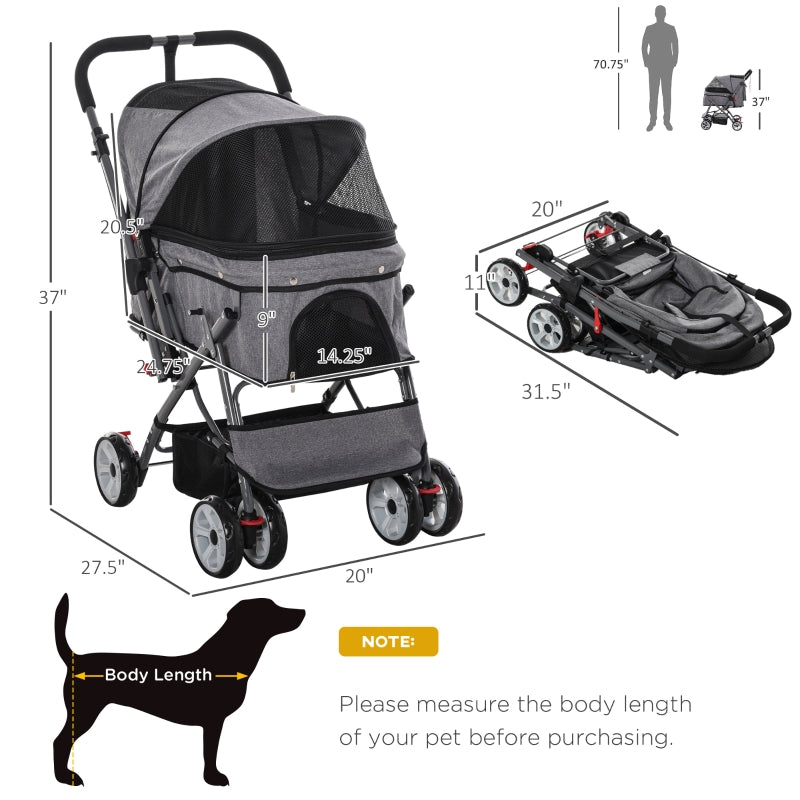 Pet Foldable Stroller with Reversible Handle
