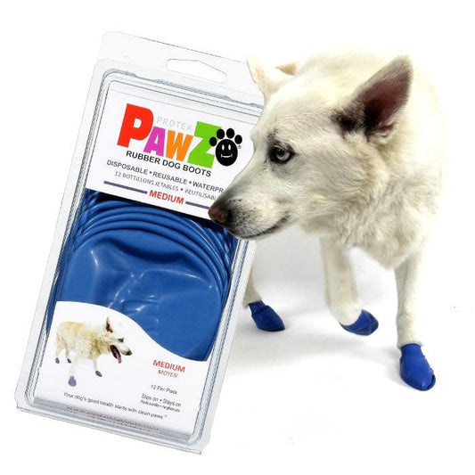 Pawz Disposable Reusable Rubber Dog Boots Medium Blue/Olive