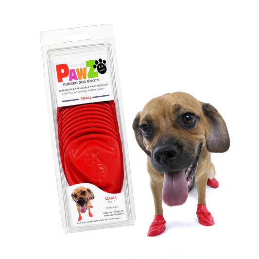 Pawz Disposable Reusable Rubber Dog Boots Small Red/Olive