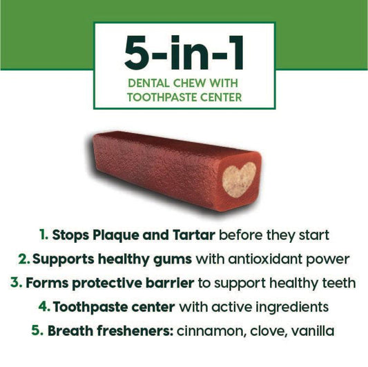 5 in 1 dental chew with toothpaste center