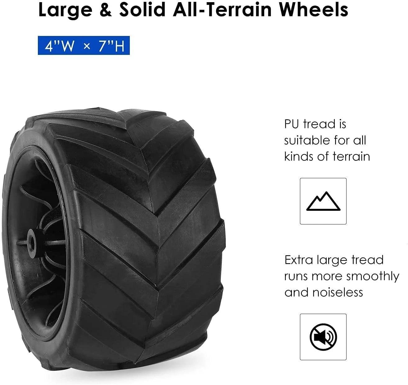 Large solid all terrain wheels