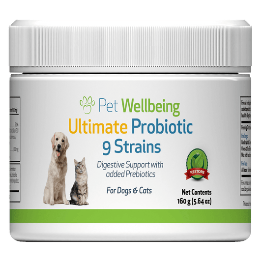 Pet Wellbeing Ultimate Probiotic 9 Strains front of container