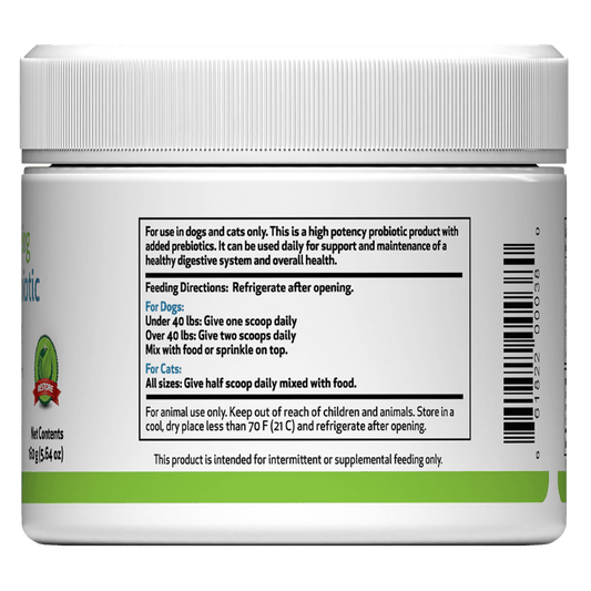 Pet Wellbeing Ultimate Probiotic 9 Strains side of container