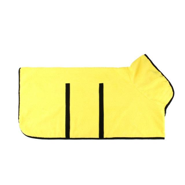 Dog bathrobe in yellow with velcro straps