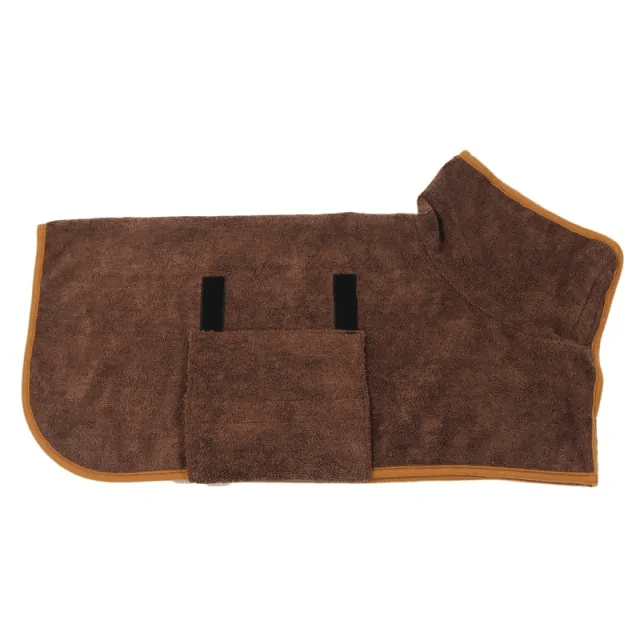 Dog Bathrobe in brown with velcro closure