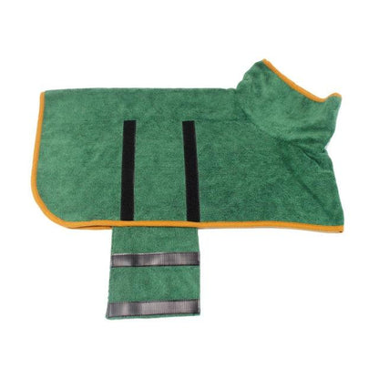 Dog Bathrobe in green with velcro straps