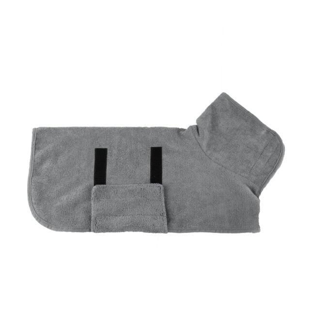 Dog Bathrobe in grey with velcro straps