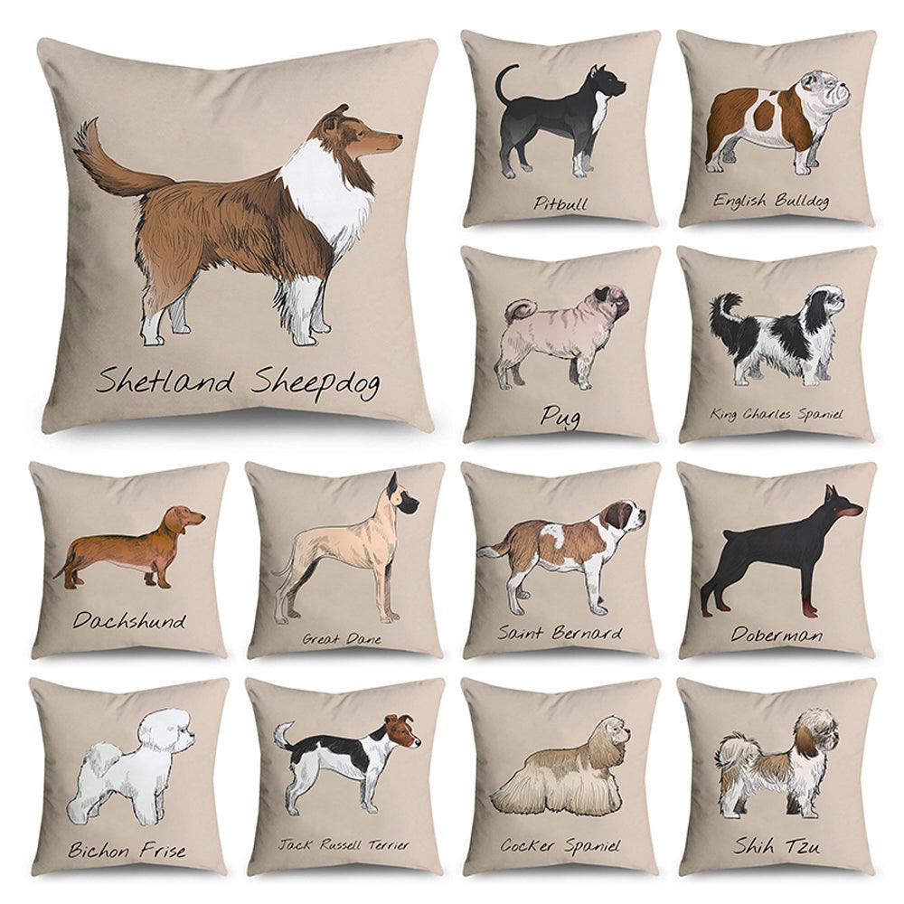 13 different dog print pillow covers