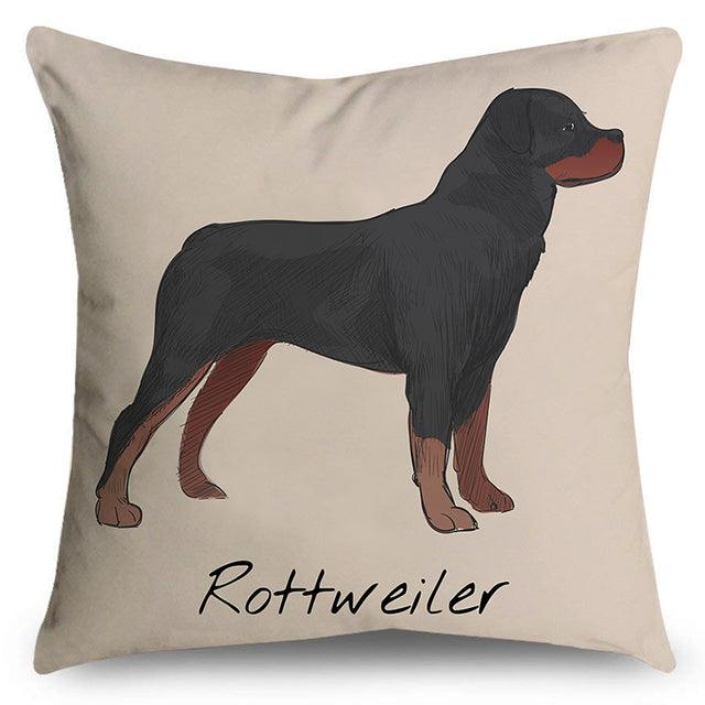 Rottweiler print pillow cover