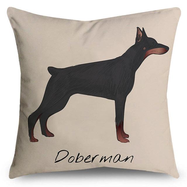 Doberman print pillow cover