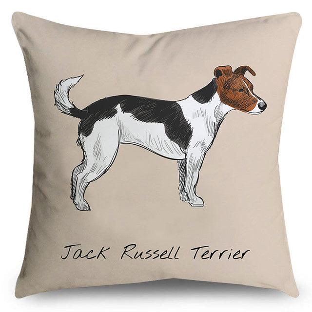 Jack Russell Terrier print pillow cover