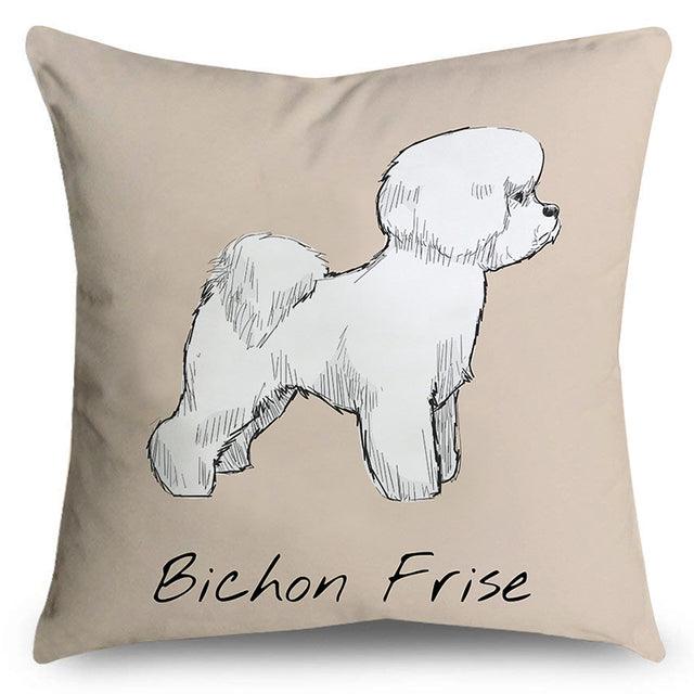 Bichon Frise print pillow cover