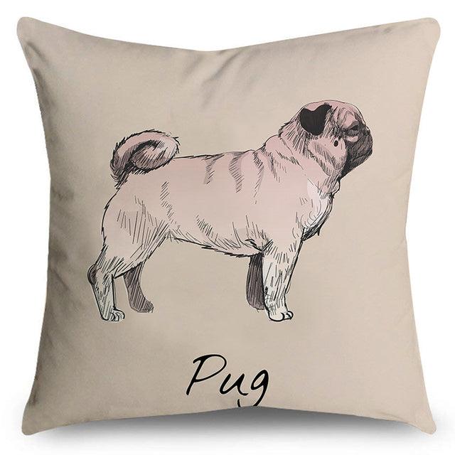 Pug print pillow cover